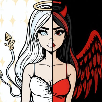 devil vs angel realistic girl