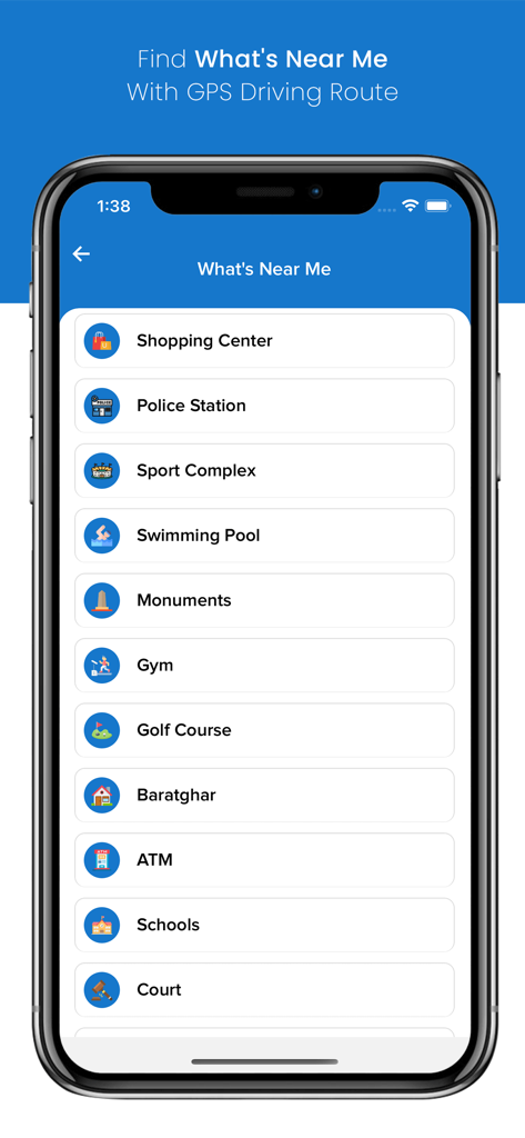 MCD-311 app interface displaying the Whats Near Me list of categories for local services.