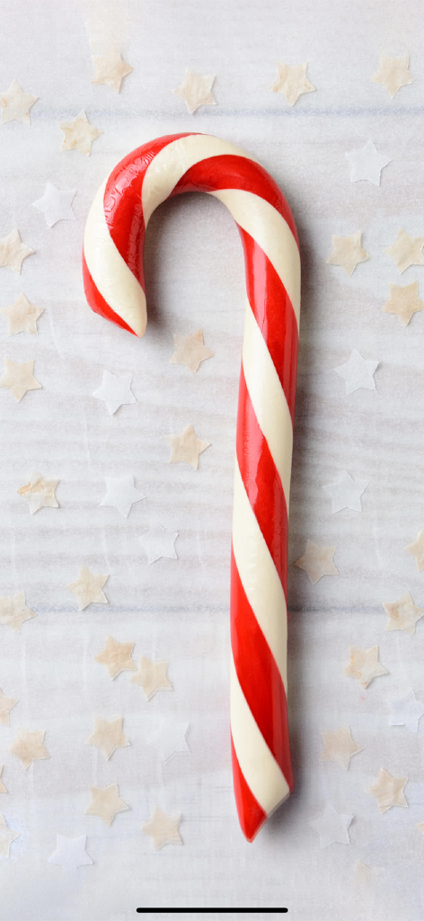 Sound Touch-Christmas (School) - Red and white striped candy cane on a light background with star shapes