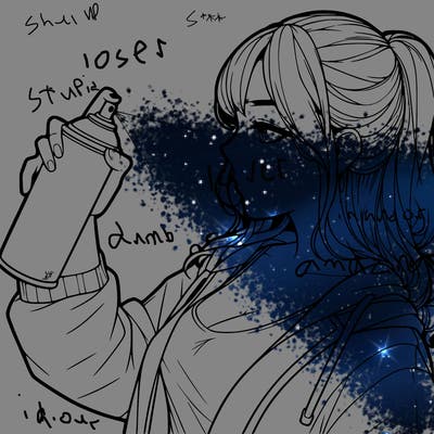 a realistic girl spray, painting