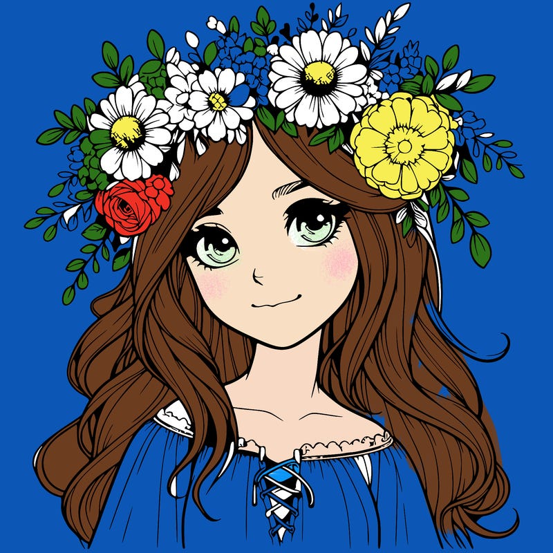 realistic girl with flowers crown