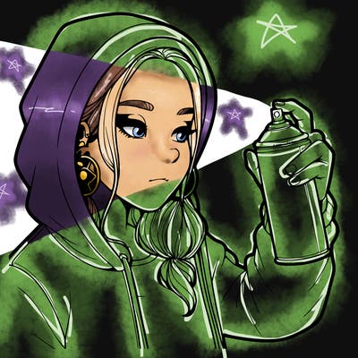 a realistic girl, spray painting