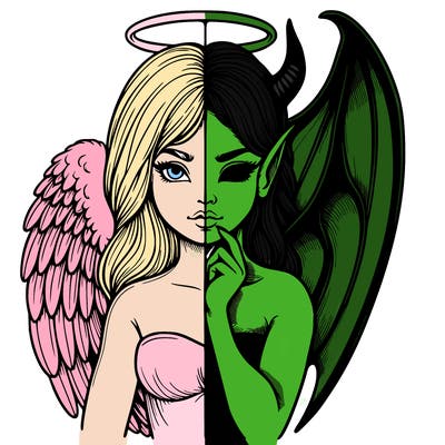 realistic angel half demon