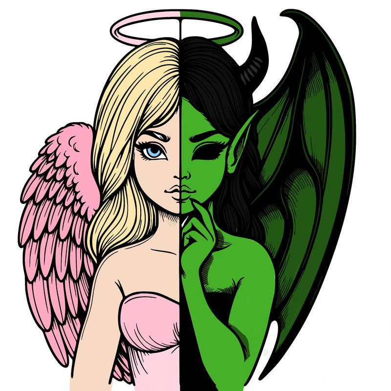 realistic angel half demon