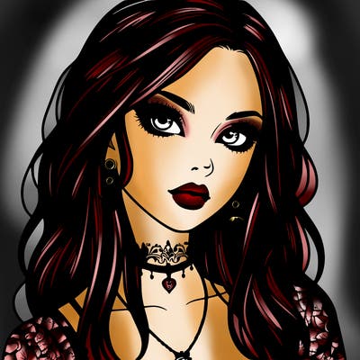 realistic beautiful goth woman