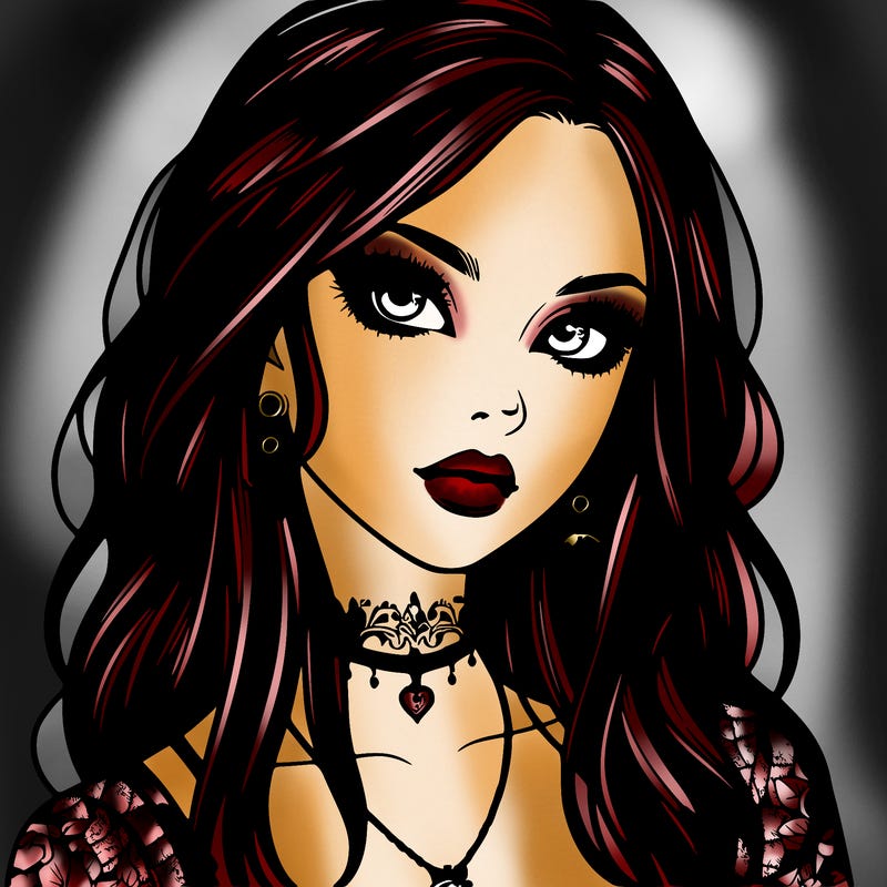 realistic beautiful goth woman