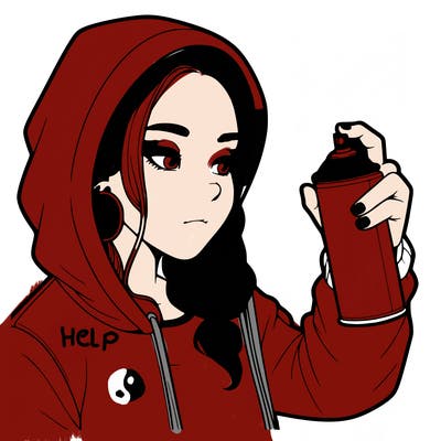 a realistic girl, spray painting