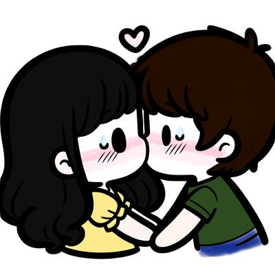 a girl and a boy kissing