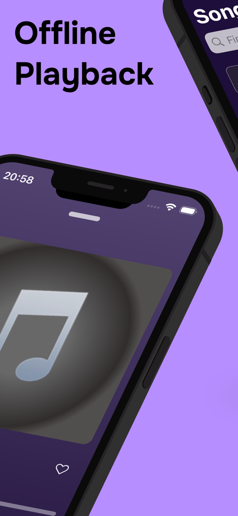 Just Music Player - JMP - Interfaz de Just Music Player que muestra la función de reproducción offline en un iPhone