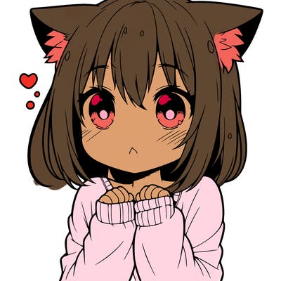 shy anime catgirl