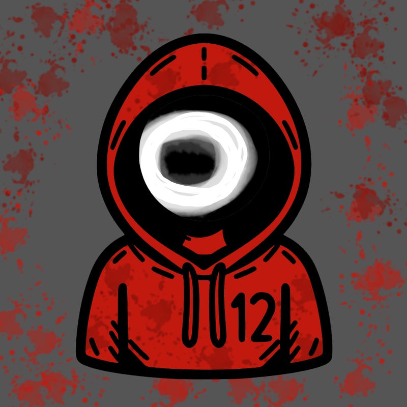 a person with non face waering a hoodie with a small 132 symbol
