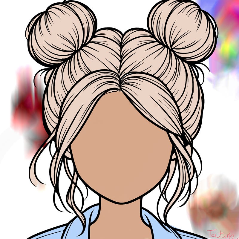realistic girl with buns on the top of her hair