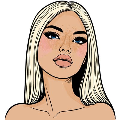 realistic woman with full lips