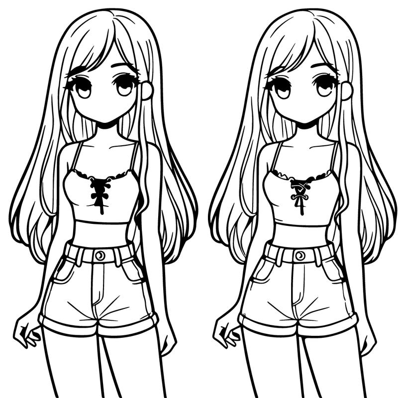 a girl with long hair wearing a crop top and shorts