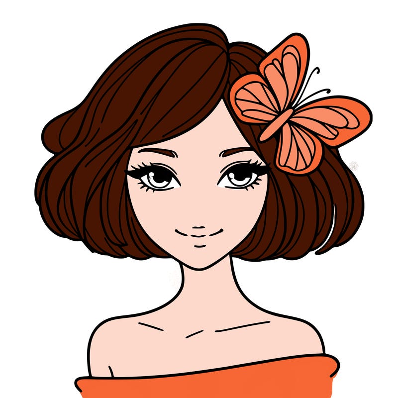 woman with butterfly short hair
