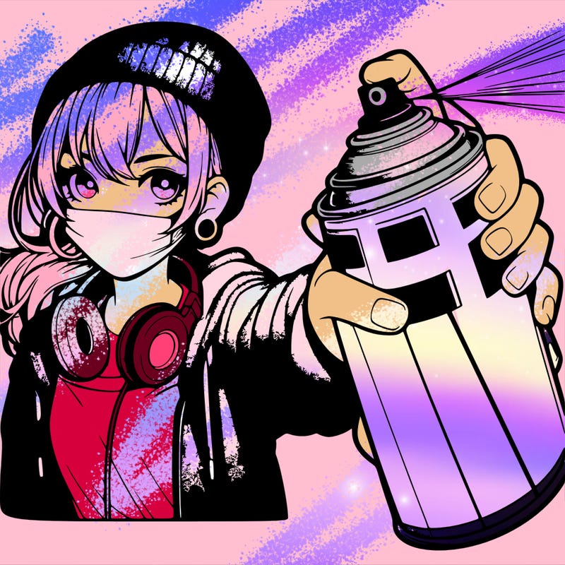 girl with spray can realistic