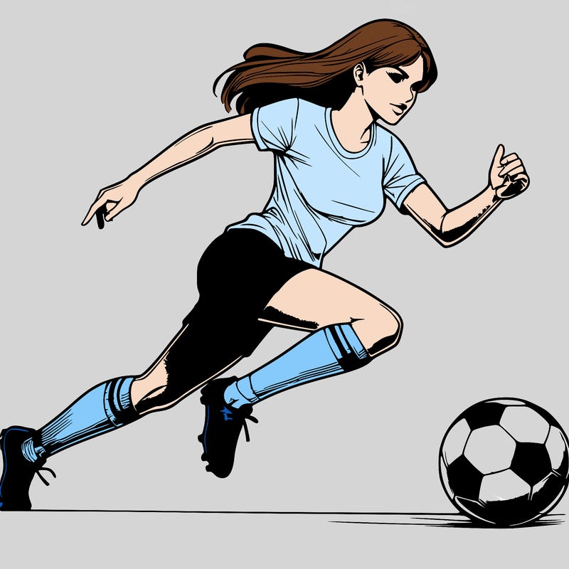 realistic woman playing soccer