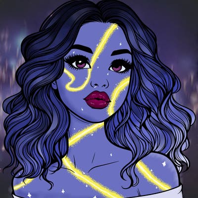 realistic girl with wavy hair and lips