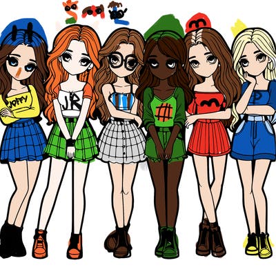a group of girls realistic