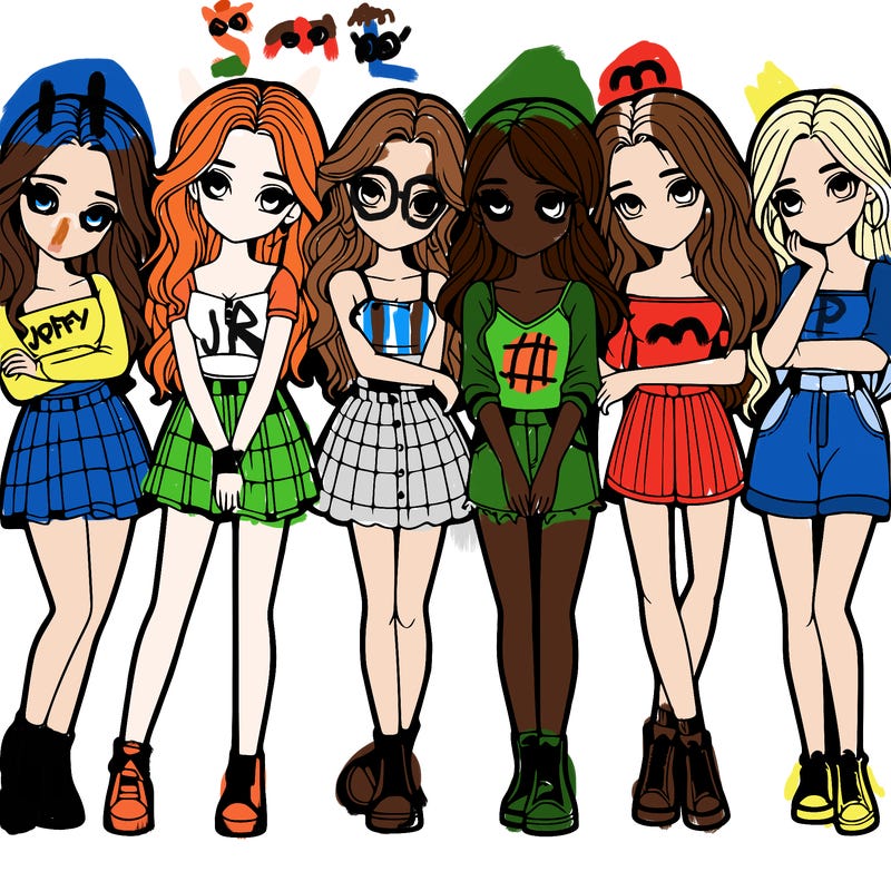 a group of girls realistic