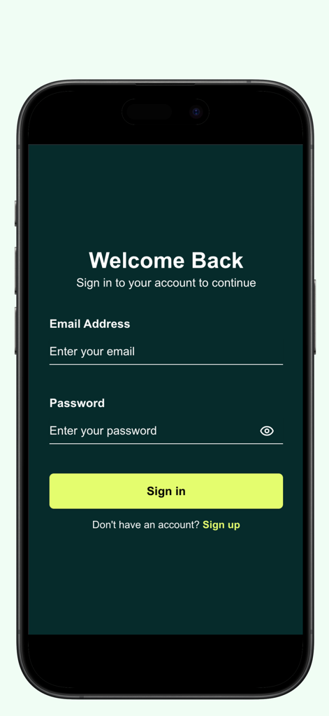 Remaply Fiji - Tela de login para o aplicativo Remaply Fiji mostrando campos de e-mail e senha