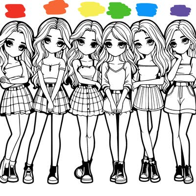 a group of girls realistic