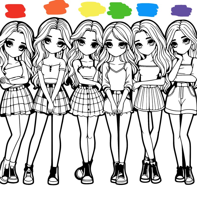 a group of girls realistic