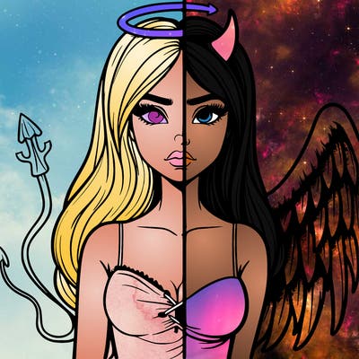 devil vs angel realistic girl