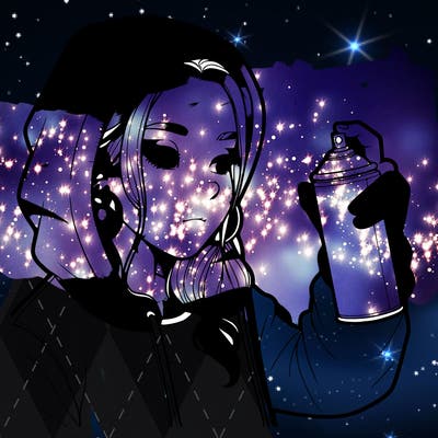 a realistic girl, spray painting