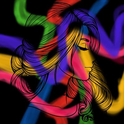 realistic woman's head & hair