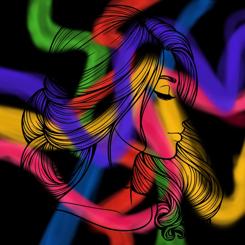 realistic woman's head & hair