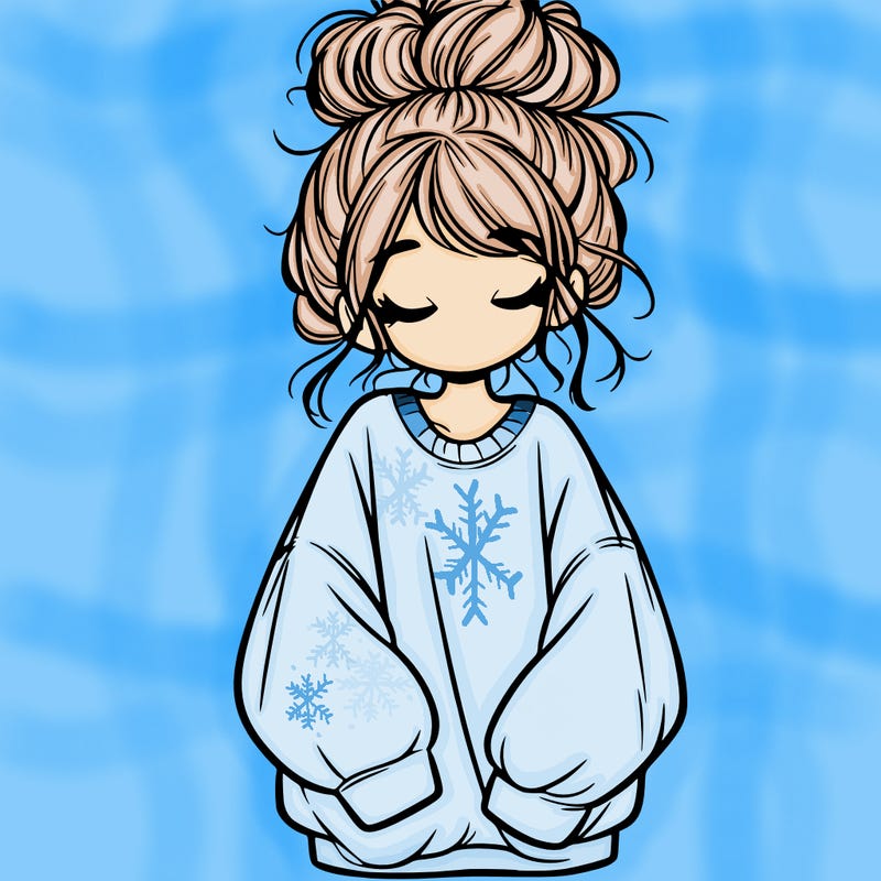 girl with baggy sweatshirt and messy bun