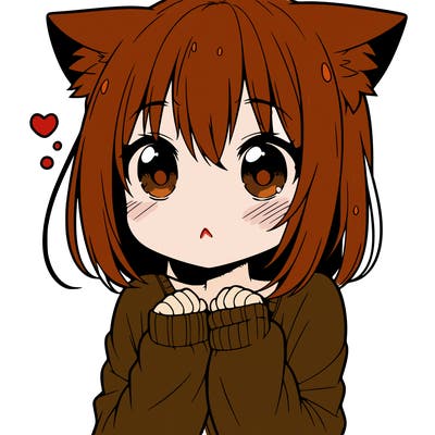 shy anime catgirl