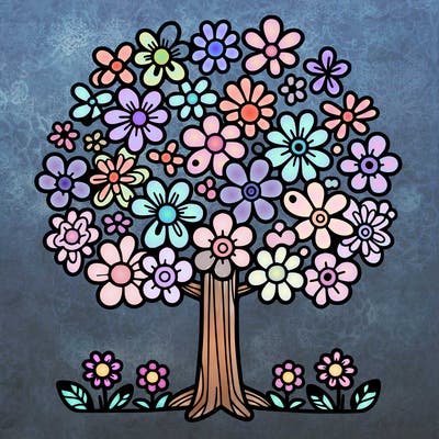 a tree made of flowers