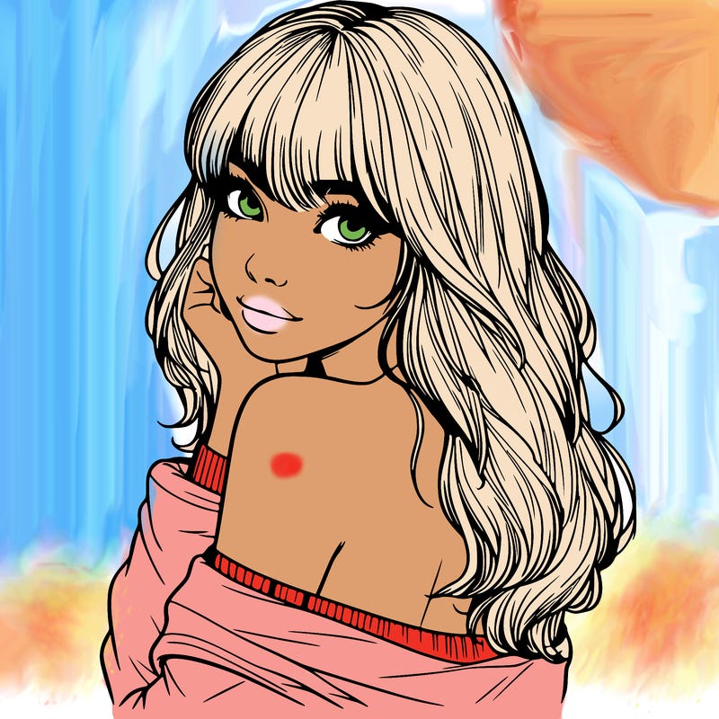 realistic girl with bangs looking over her shoulder