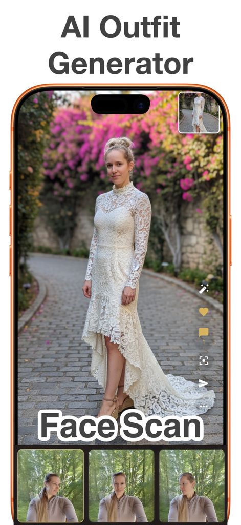 Outfit Generator - Vinchy - Smartphone displaying the Vinchy AI face scan feature for personalized outfit generation