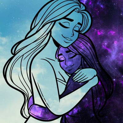 woman hugging another person