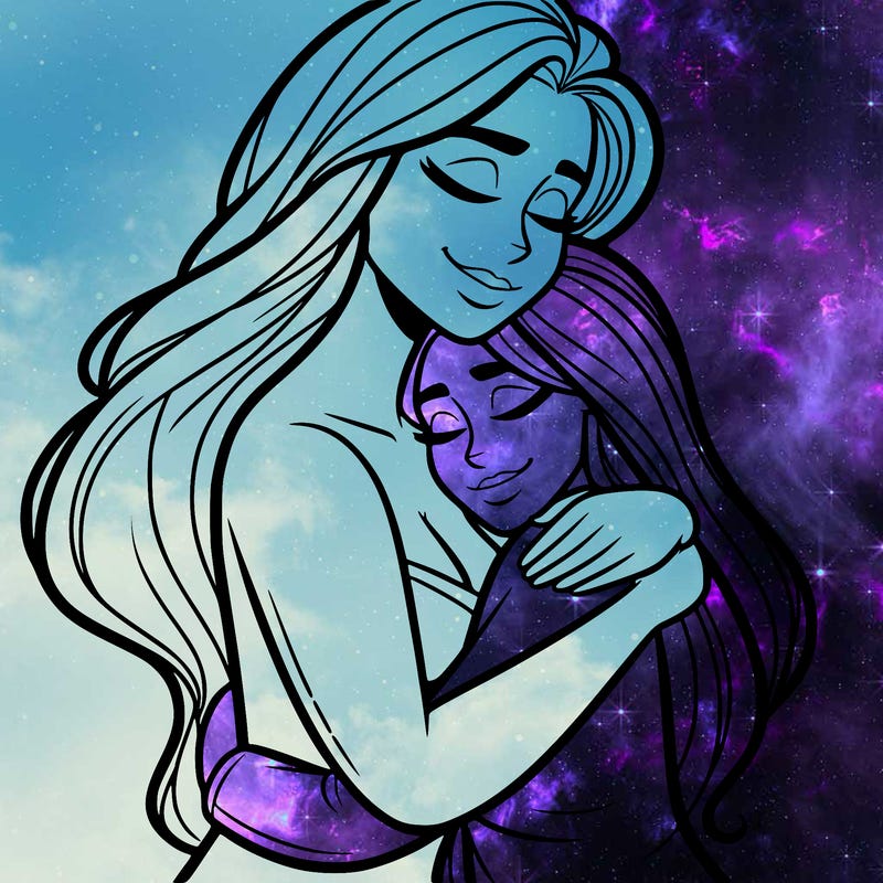 woman hugging another person