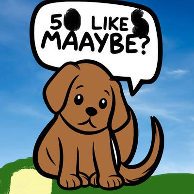 a puppy that says 5 like maybe