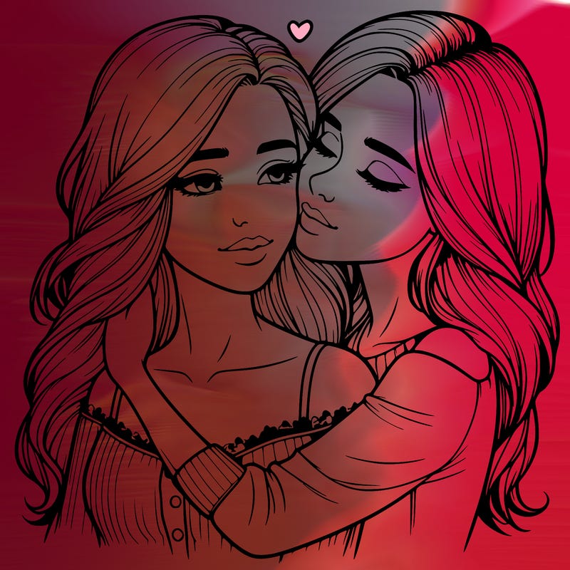 realistic girl and girl couple in love