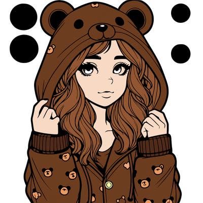 realistic girl in a animal pjs hoodie