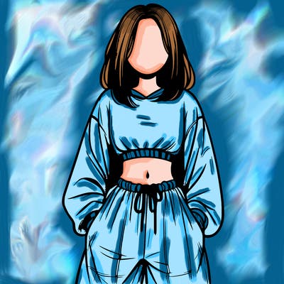 realistic girl faceless with baggy pants and a crop top