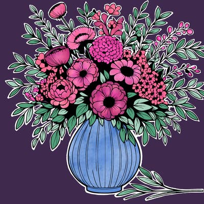 beautiful floral arrangement in big vase realistic