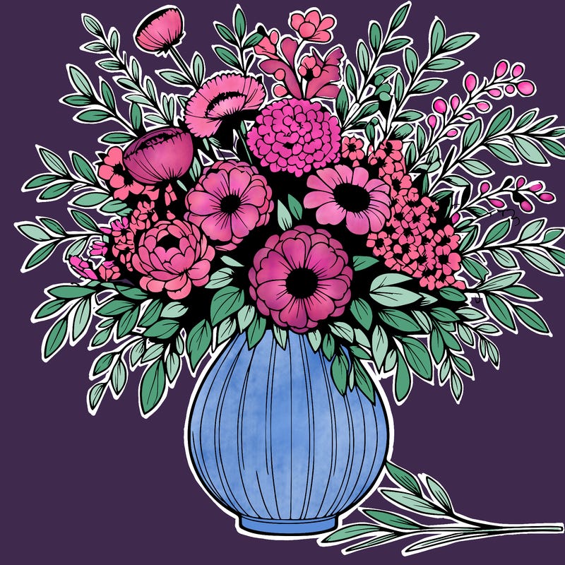 beautiful floral arrangement in big vase realistic
