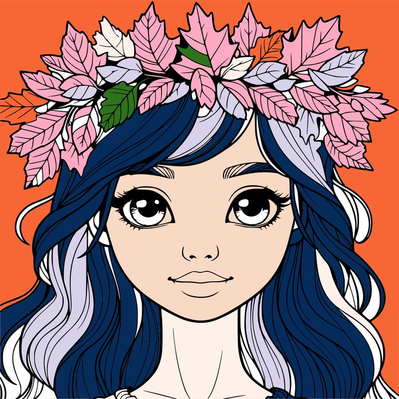 realistic girl with fall leaf crown