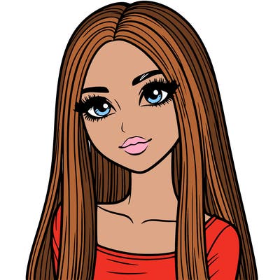 realistic girl with straight and long hair