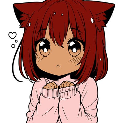 shy anime catgirl