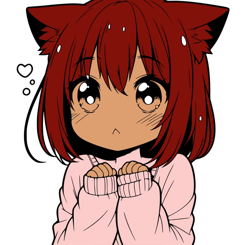 shy anime catgirl