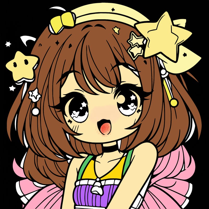 cute anime girl with star accessories