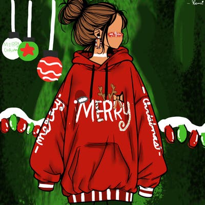 realistic girl with a oversized sweatshirt on and a bun